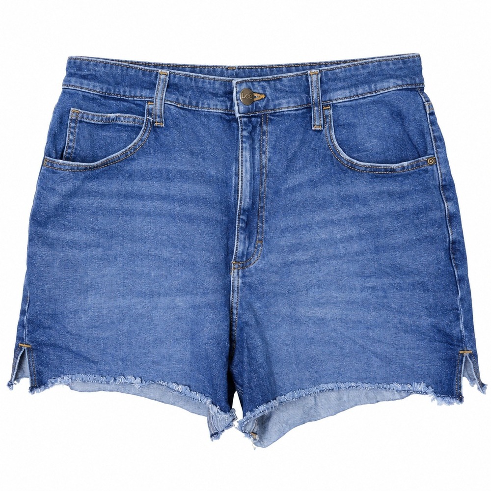 Lee Women's Size 14 Denim Cutoff Shorts High Rise Frayed Hem Raw Edge Y2K